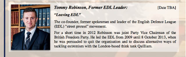 Tommy Robinson on the term card