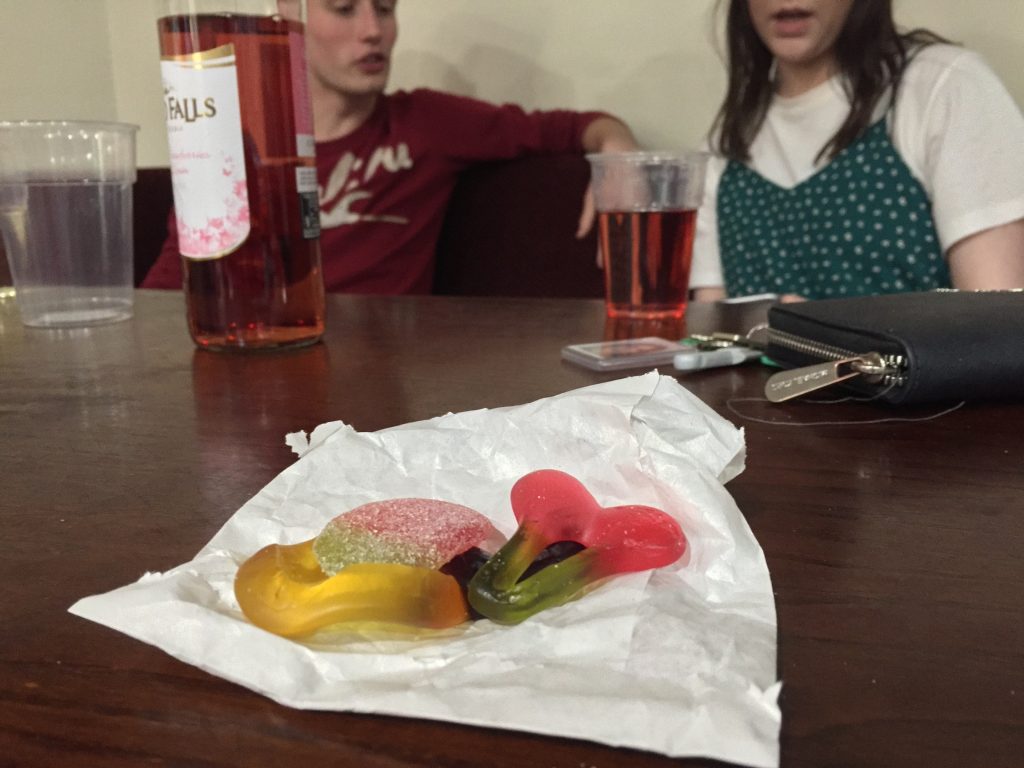 Wine? Thanks but I'll stick to my pic 'n' mix. (Jesus Christ I'm so sad)