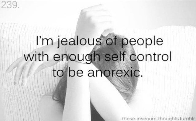Messages like this being posted on social media which depict eatting disorders as strength of mind and 'self control' are truly disgusting
