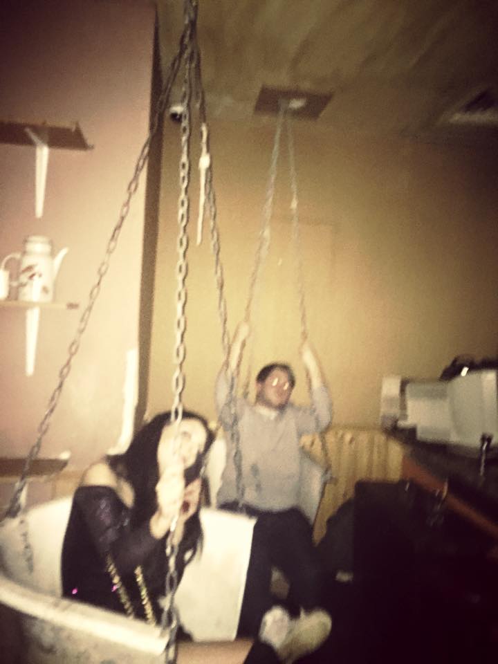 The infamous sink swings.