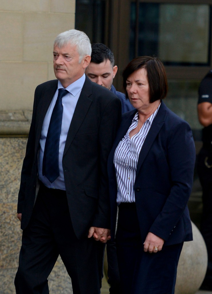 The parents of murdered Irish student Karen Buckley, 24, John Buckley, 62 and Marian Buckley, 61, arrive at Glasgow High Court