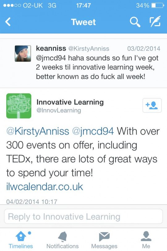 Sarcastic? Innovative Learning Week? Never.