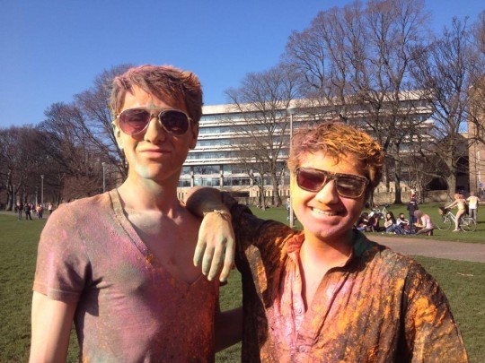 Sunshine on some paint covered people in the Meadows.