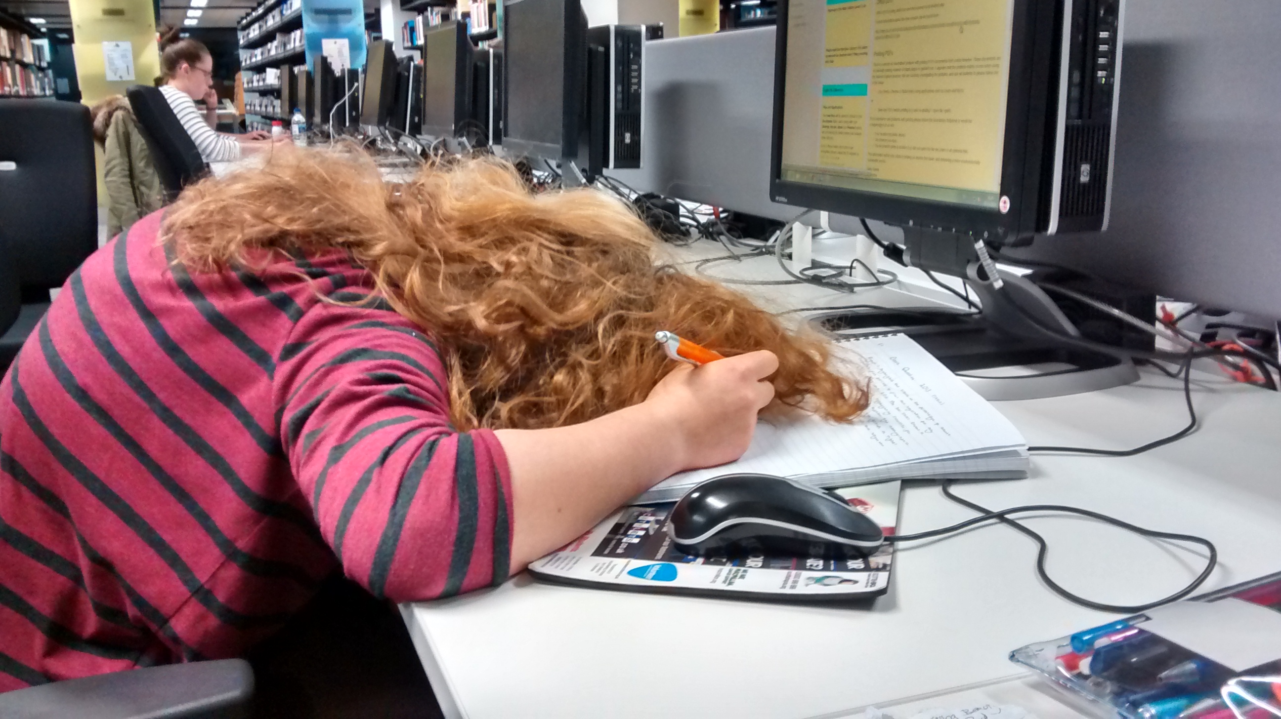 Chloë dreams of finally finishing her essay.