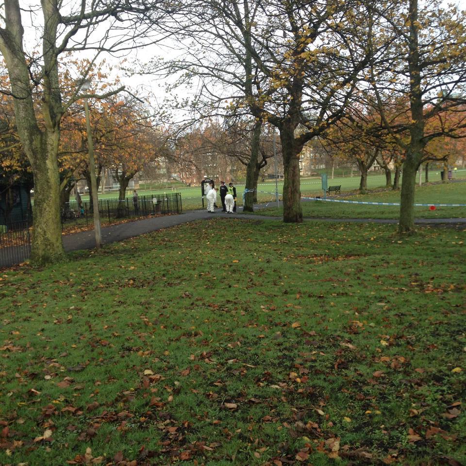 A forensic team in the Meadows.