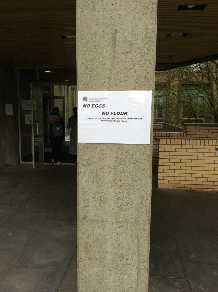 The Chrystal Macmillan Building has banned flour and eggs