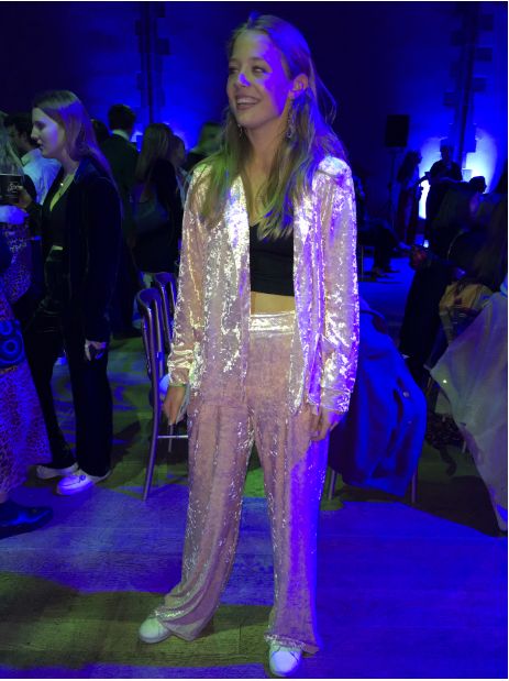 Image may contain: Clothing, Apparel, Fashion, Night Club, Club, Night Life, Human, Person