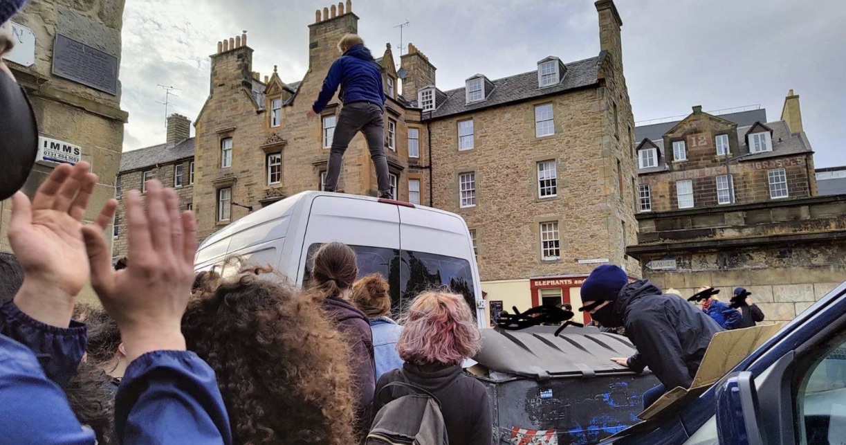 Protestors block attempted Home Office immigration 'raid' on Nicolson
