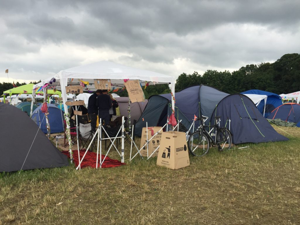 have you ever seen a camp with a gate and road signs before?