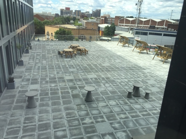 The vibrant patio area