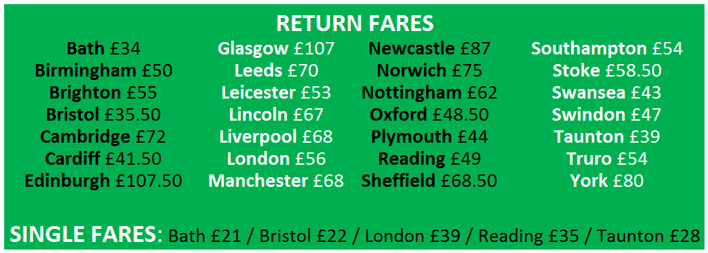 Coach prices for Glastonbury 2017