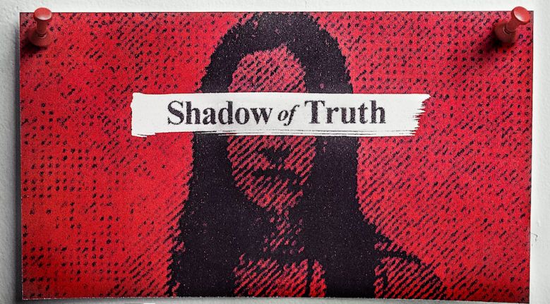 Image may contain: Netflix true crime, shadow of truth, Netflix, crime, documentary, Mat, Rug, Label, Text