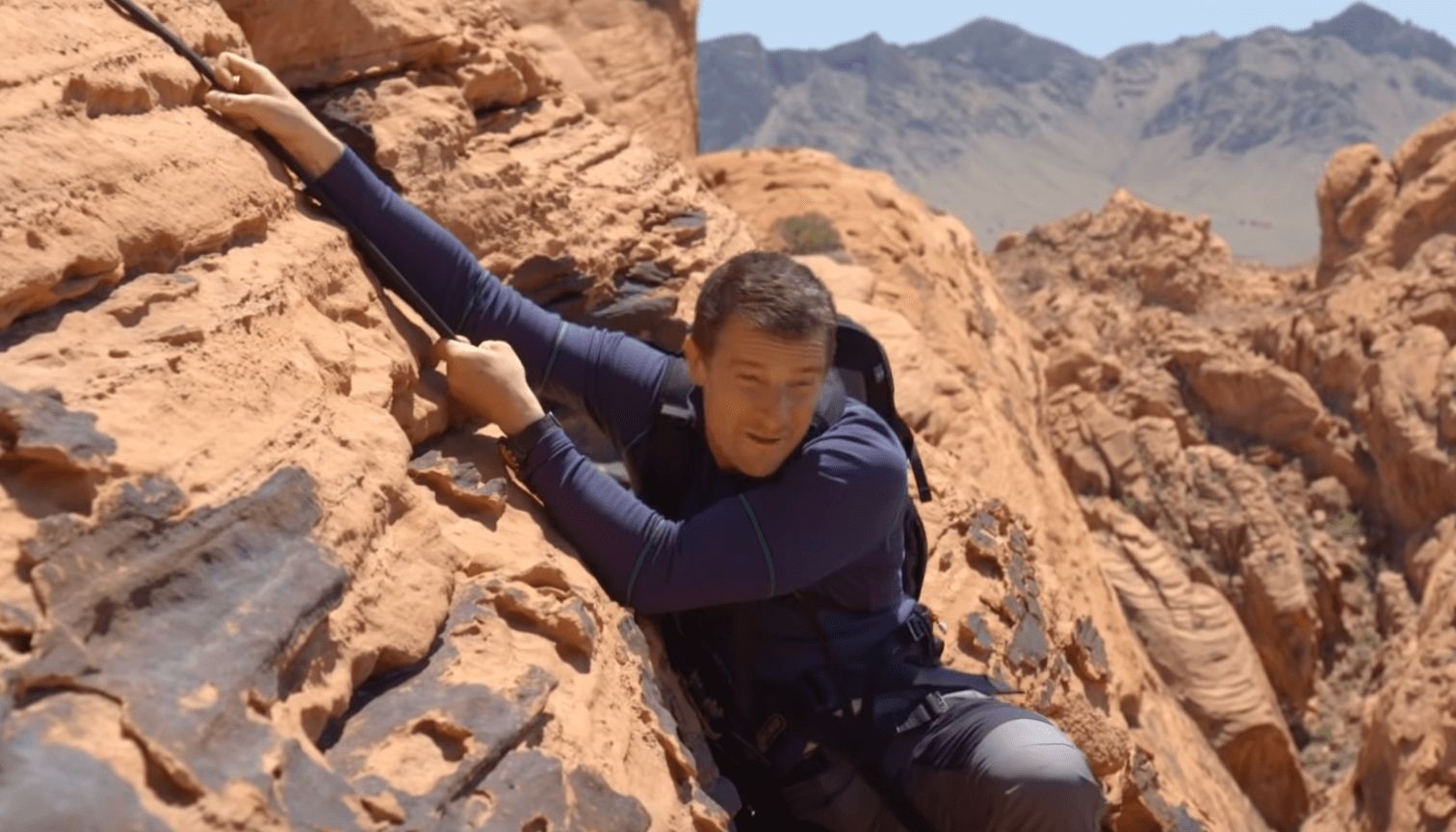 Image may contain: Bear Grylls interactive Netflix show, Bear Grylls, interactive series, Netflix, You vs Wild, Rock Climbing, Climbing, Sports, Sport, Person, Human, Outdoors