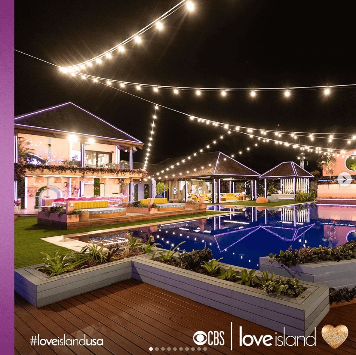 Image may contain: Love Island USA villa, Love Island USA, villa, Love Island, CBS, Fiji, outside, pool, Water, Building, Lighting