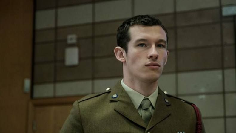 Image may contain: The Capture cast, The Capture, BBC, Callum Turner, Shaun Emery, drama, show, new, conspiracy, CCTV, about, plot, Face, Officer, Soldier, Army, Armored, Coat, Apparel, Overcoat, Clothing, Suit, Military Uniform, Military, Human, Person