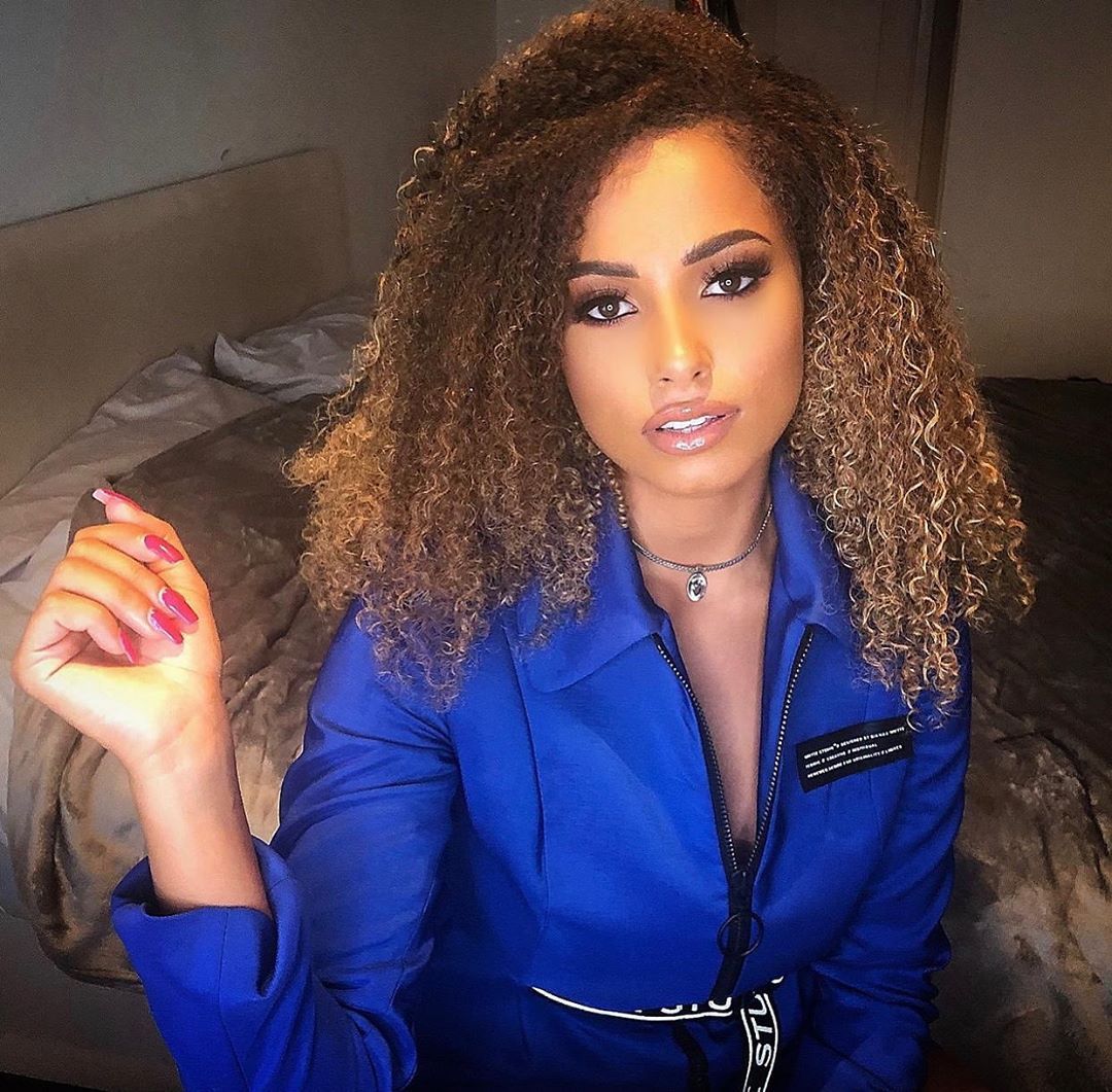 Image may contain: Love Island 2019 contestants, Love Island, 2019, now, job, Instagram, updates, news, latest, series five, Amber Gill, Tin, Coat, Jacket, Person, Human, Hair, Apparel, Clothing