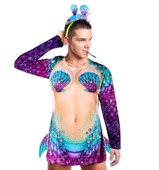 Easy Mermaid Costume Pink Shells - Halloween Mens Boxer Brief