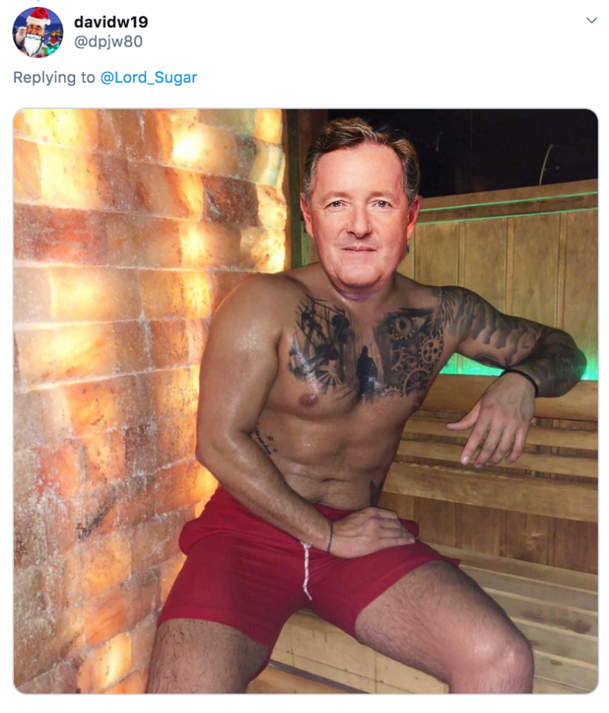 Lord Sugar, Lewis Ellis, tattoos, The Apprentice, Twitter, argument, Sir Alan, beef, drama, spat, meme, Piers Morgan, candidates