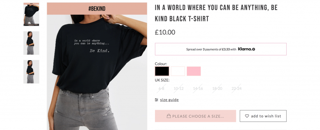 In The Style, Be Kind, tee, t-shirt, sale, Samaritans, Caroline Flack, death, donations, profits, buy