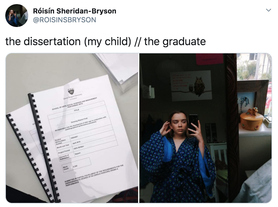 The Dissertation, The Finalist, The Graduate, memes, meme, viral, Twitter, diss, hand in, picture