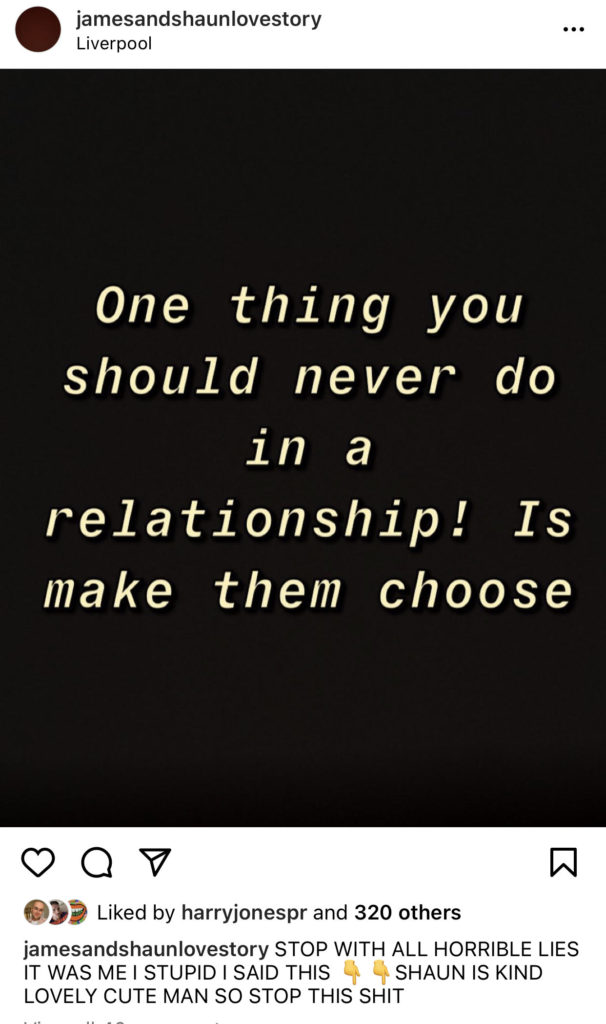 James And Shaun Love Story James has already gone solo following split