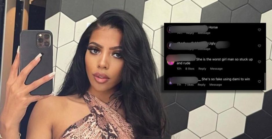 Pictured is Love Island star Amber who has been receiving hate