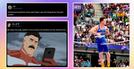 Olympics pole vaulter bulge