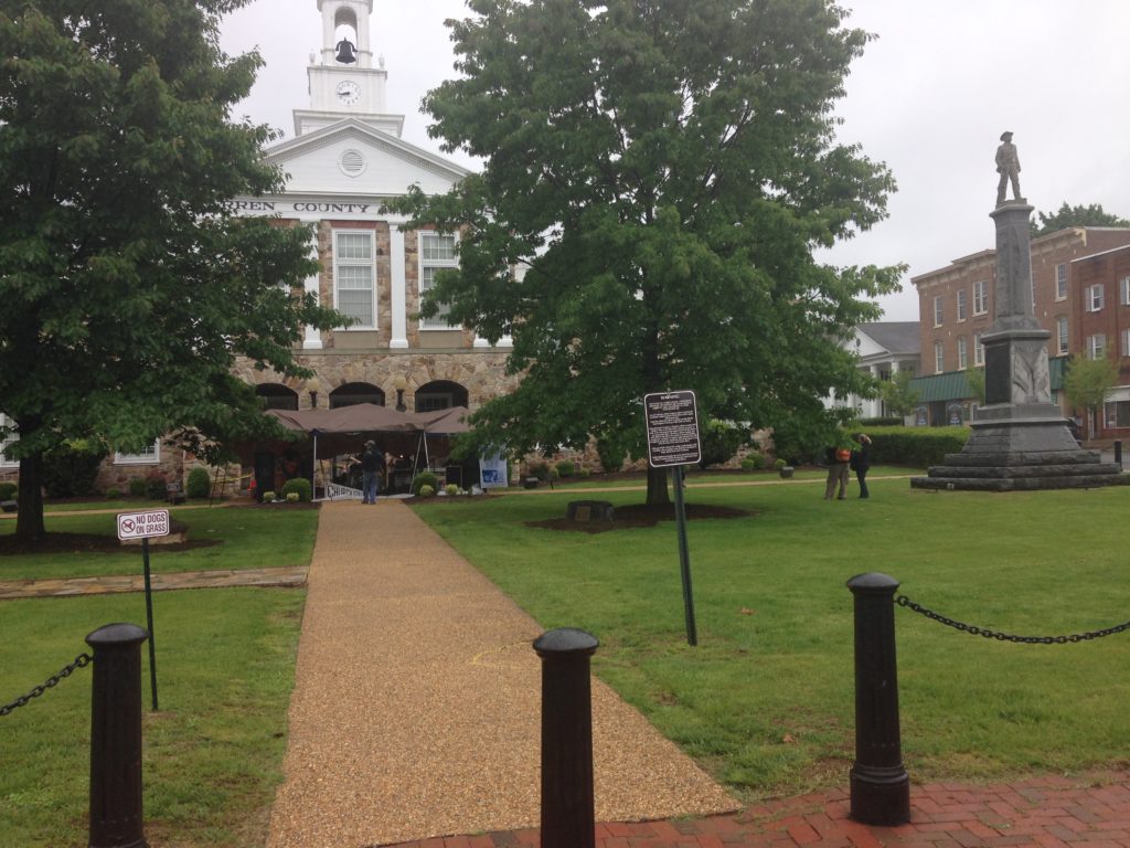 The band in front of the County Courthouse