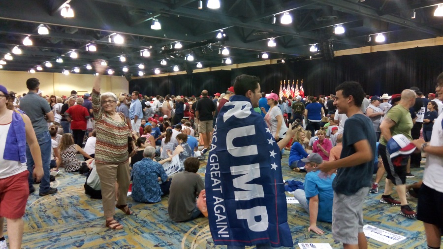 Inside the rally, before Trump's entrace