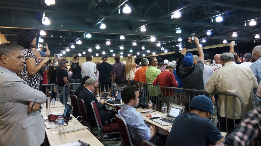 Our view from the "press pen"