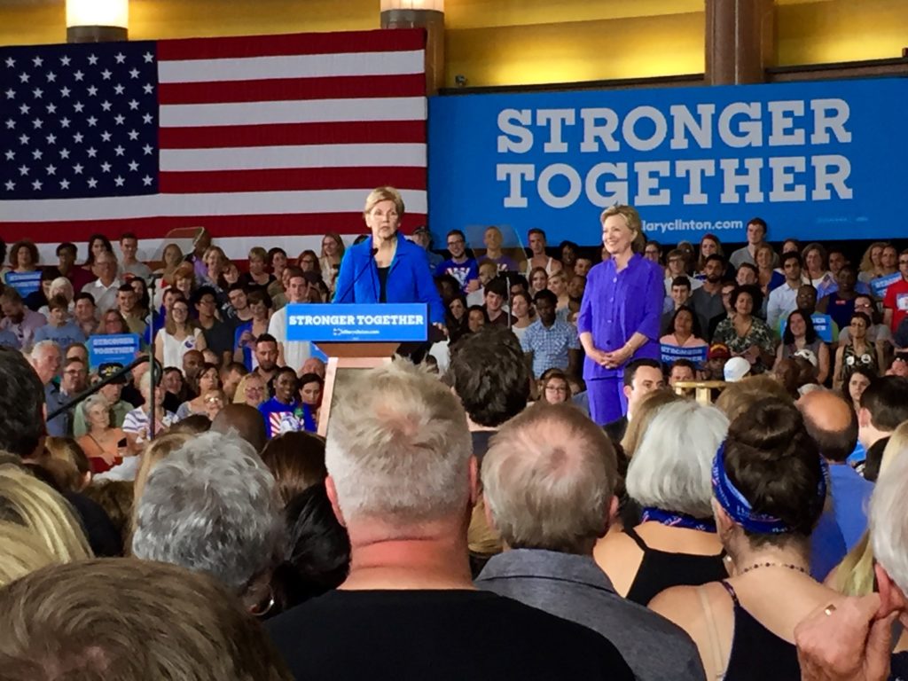 Sen. Elizabeth Warren delivers a speech endorsing Hillary Clinton