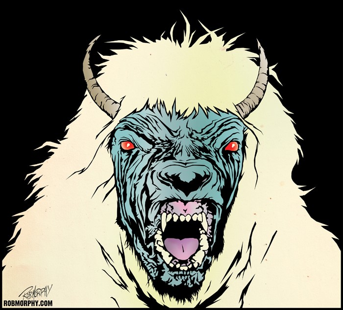 An illustration of Sheepsquatch done by Mr. Rob Morphy