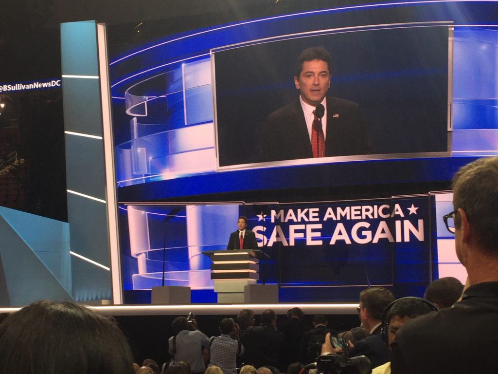 Scott Baio speaking on the first night of the RNC.