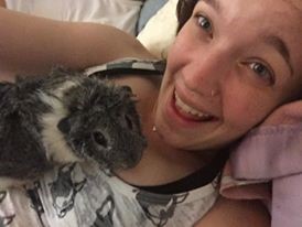 Carly Rose with her real life Pokemon, her Guinea Pig, Potato
