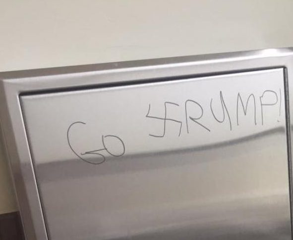 A swastika drawn with a pro Trump slogan at College of William & Mary