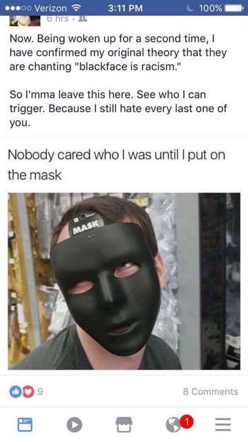 unh racism masked student