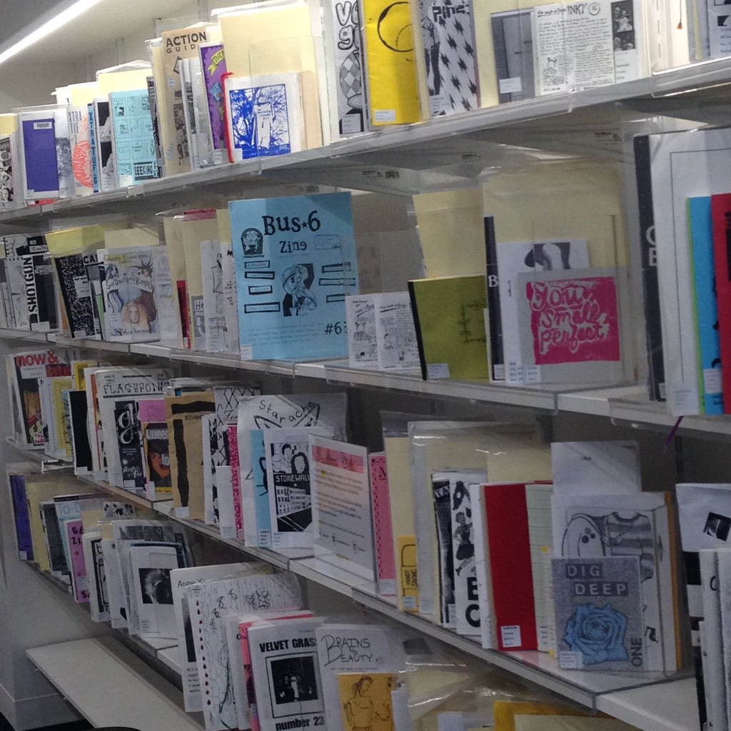 One stack at the Barnard Zine Library