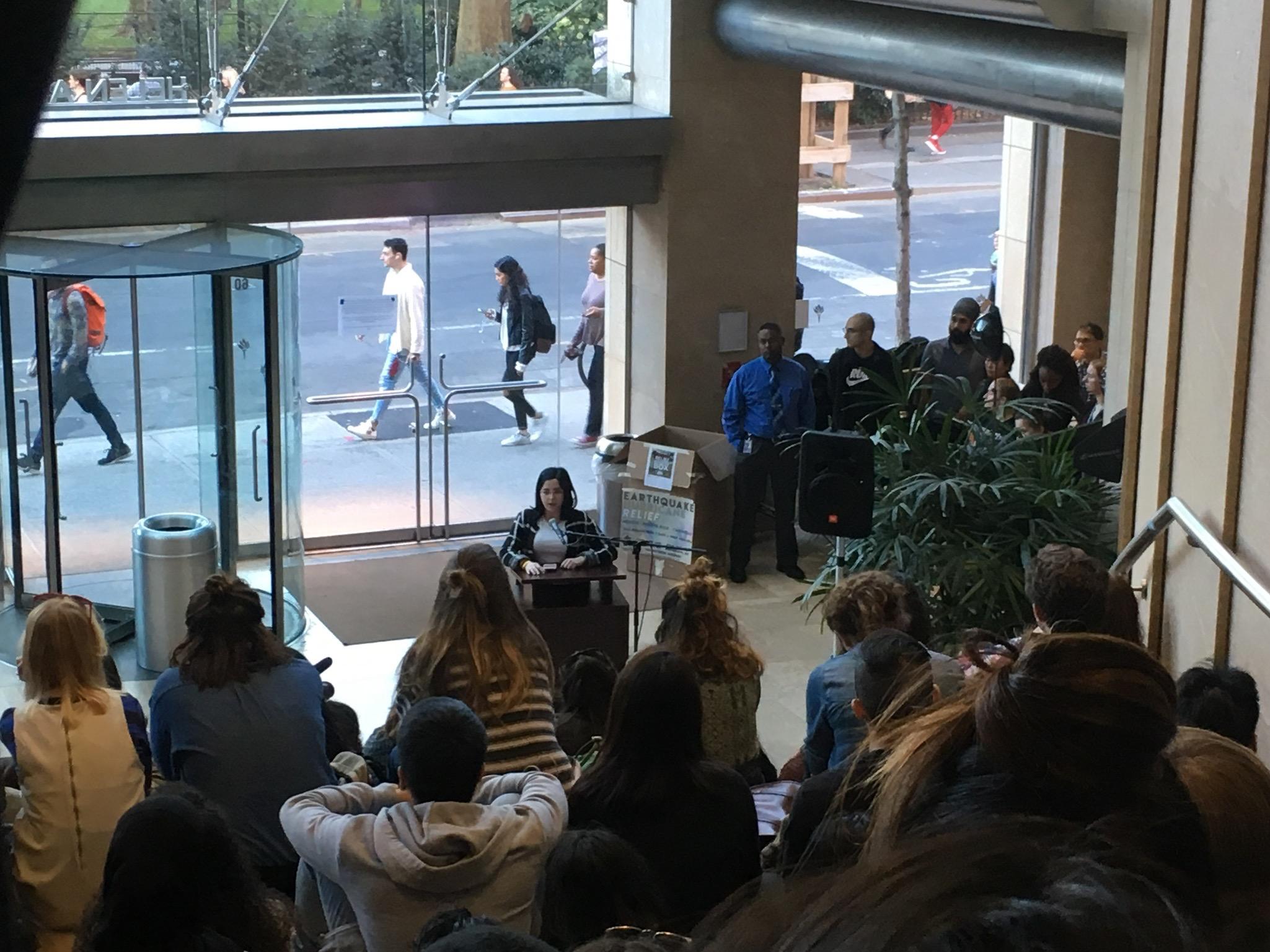 Rose speaking at the vigil