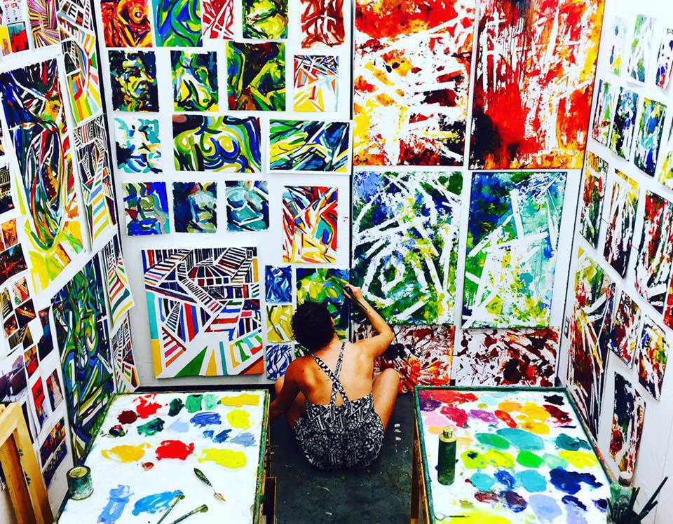 Moriah working in the studio