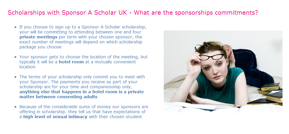 The terms state clients expect a 'high level of sexual intimacy' with students