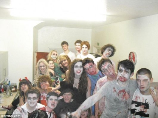 Students enjoying the (haunted) house