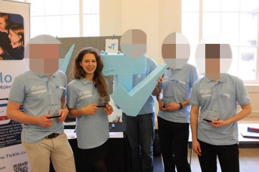 Elina and a bunch (faceless) of blokes
