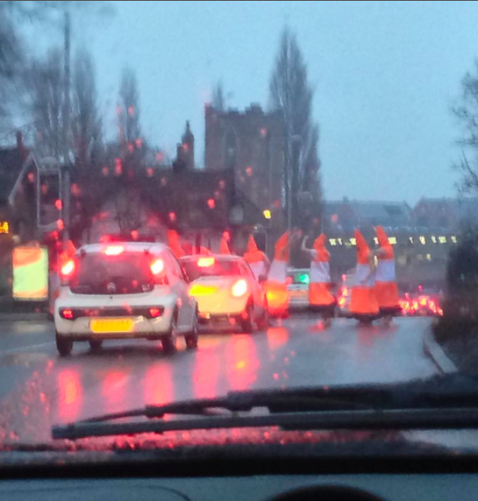 Traffic cones go walkies in Notts