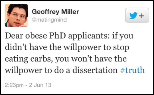 Dear Geoffrey Miller: if you don't have the time to get a decent haircut, stop criticising people on Twitter for liking chips #truth