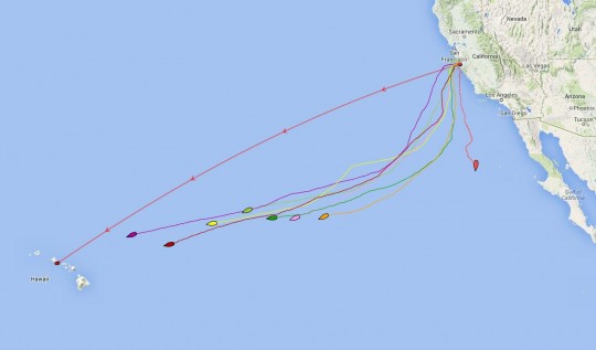 This GPS graphic shows how far Elsa's boat is behind her competitors