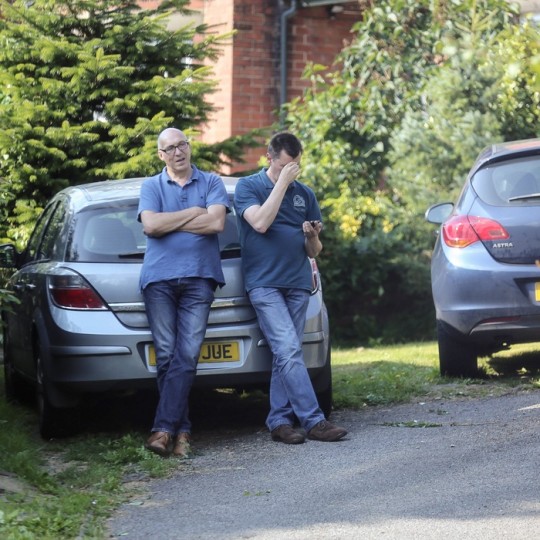 Representatives for the family of Neil Dalton stand outside the family home in Belper, Derbyshire
