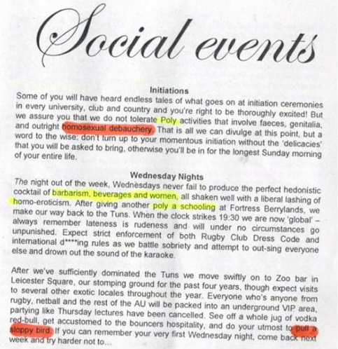 LSE banned its rugby team over an offensive leaflet