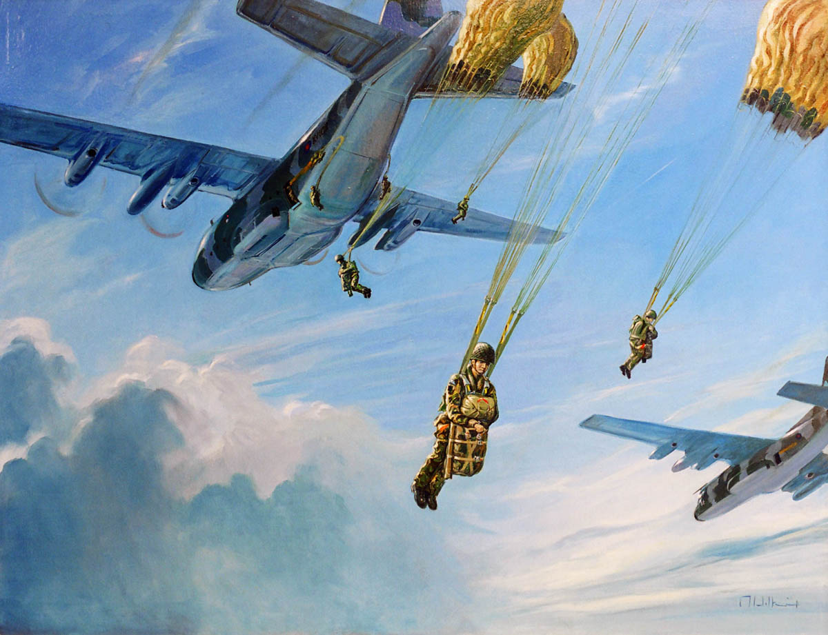 Mark's own painting, titled Parachutes. It hangs in the Officer's mess in the parachute regiment