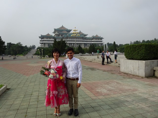A flower seller outside the national library