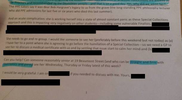 The second part of the email: find a doctor 'who can be straight and firm with histrionics and panic'